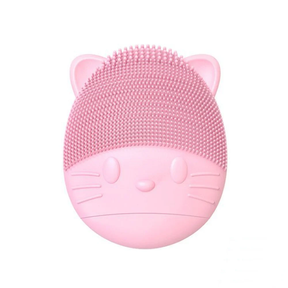 Pink Cat Силиконовая Очищающая щетка для чистки пор очиститель отшелушивающий скраб для лица моющая кисть для ухода за кожей глубокая чистка стирка машинные щетки - Цвет: Pink Cat