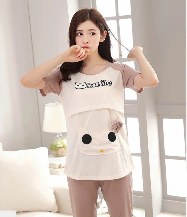 Комплект одежды для сна беременных шорты мамы пижамы грудного вскармливания