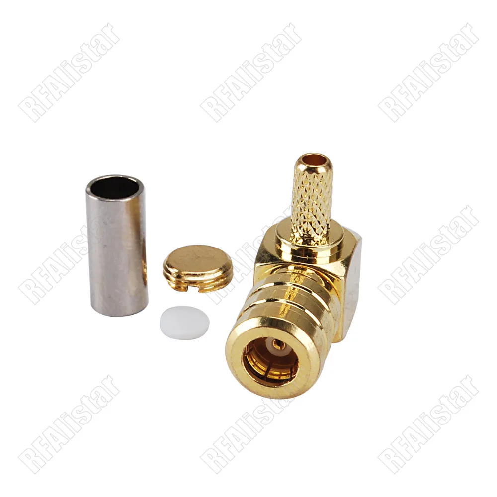 100 шт. SMB гнездовой коннектор для обжима под прямым углом коаксиального кабеля RG316