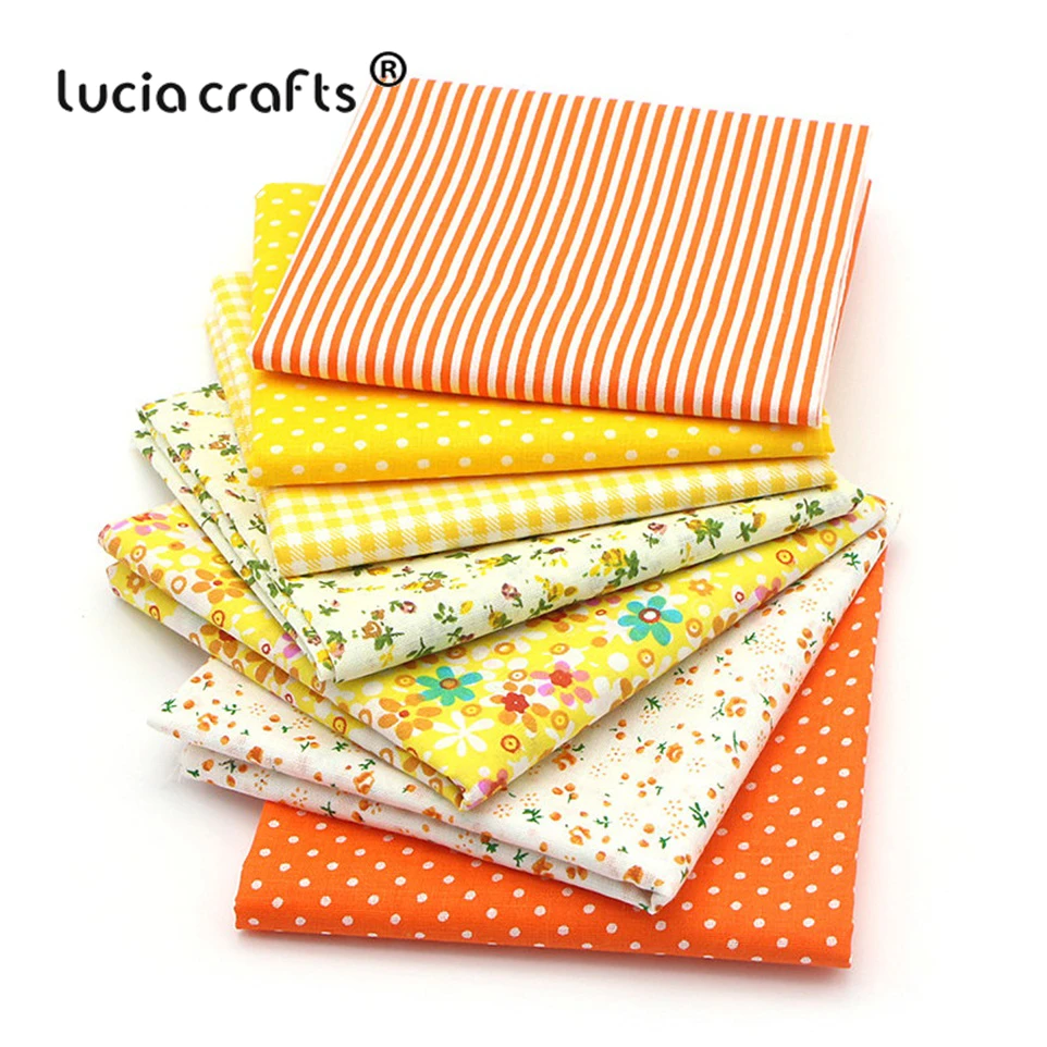Lucia crafts, 7 шт./лот, 25*25 см, хлопковая ткань с принтом для рукоделия, куклы, ручная работа, шитье, Лоскутная Ткань, текстиль, ткань H0913