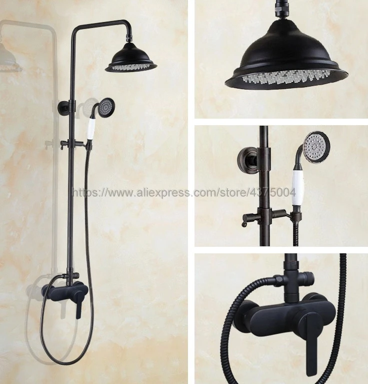 Черный латунный настенный смеситель с масляным покрытием ручная душевая головка