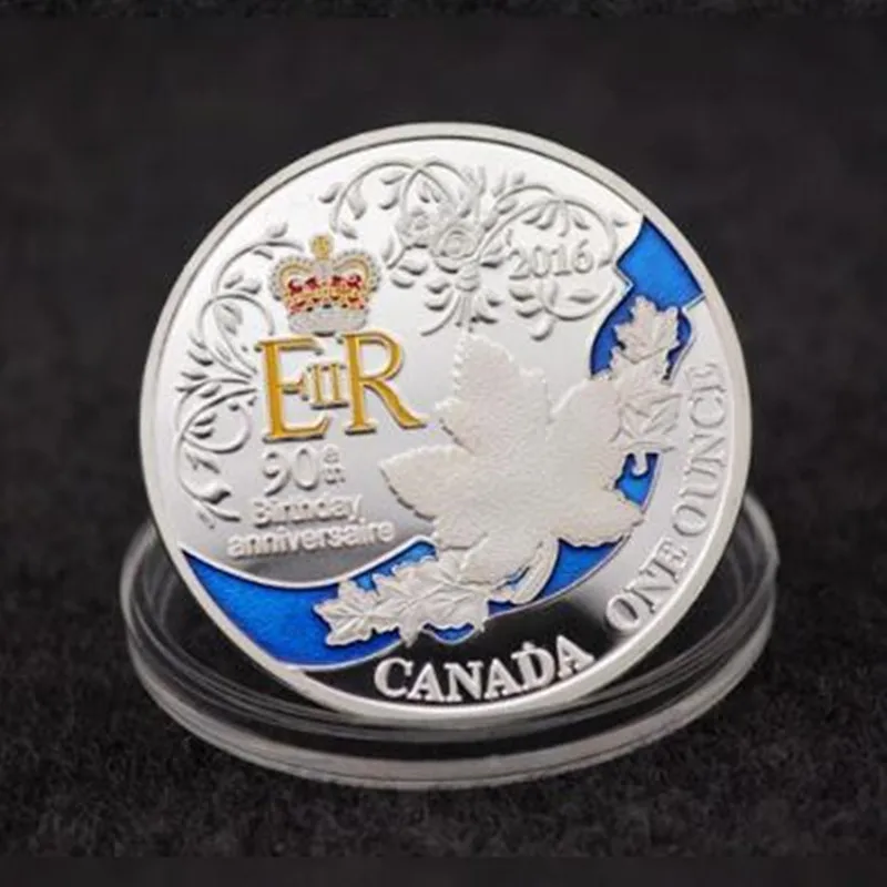 

5 pcs Elizabeth 90th Birthday 1 OZ Coins Silver Plated Colored Badge 40 Mm Souvenir Home Decoration Coin