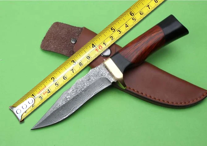 Коллекция дамасских фиксированных ножей охотничий нож с деревянной ручкой Thomas