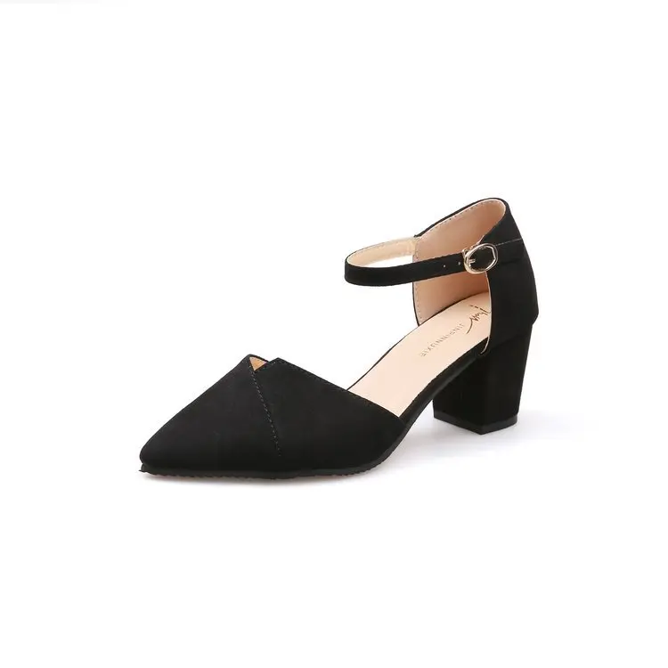 Лето 2019 г. Новая Корейская версия туфель на тонком каблуке с пряжкой сандалии