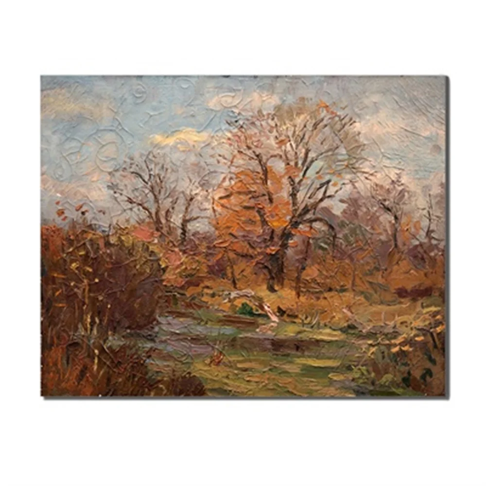Autumn Natural Scenery Tree Vintage Canvas Oil Painting Wall Artwork For Home Decor Bathroom Decoration Accessories No Frame | Дом и сад