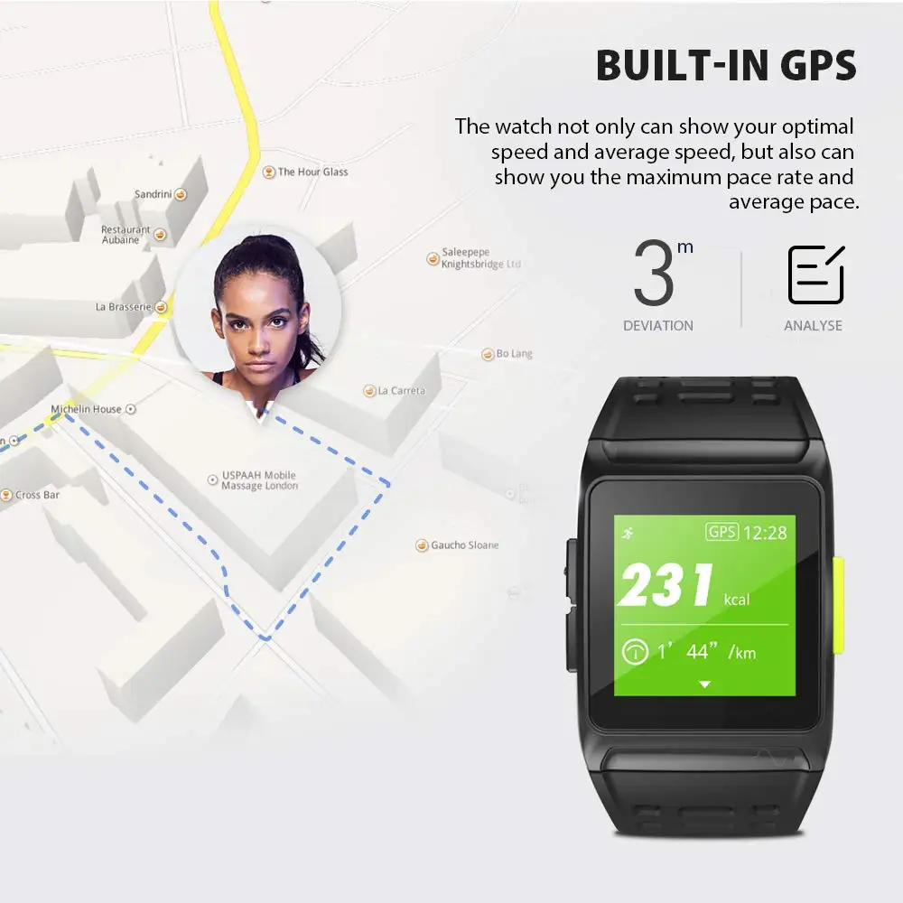 KENCOOL BR1 GPS спортивные часы Смарт Bluetooth Strava цветной экран наручные для мужчин и