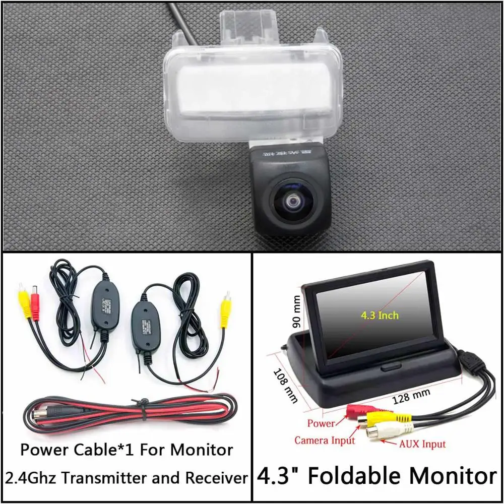 C Wireless 4.3inch F 175 градусов HD резервная камера заднего вида для Toyota Fortuner Innova II Verso Sportsvan Auris Corolla Ascent автомобильный монитор - Название цвета: C Wireless 4.3inch F