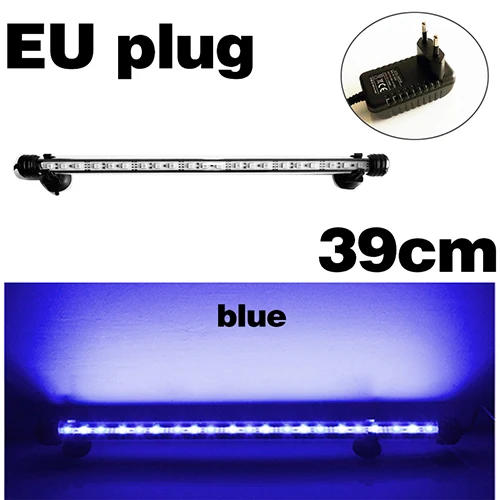 blue 39CM Аквариумный светодиодный светильник, водонепроницаемый освещение для аквариума, подводный аквариумный светильник, аквариумные лампы, Декор, освещение 110 В/220 В, EU power - Цвет: blue 39CM