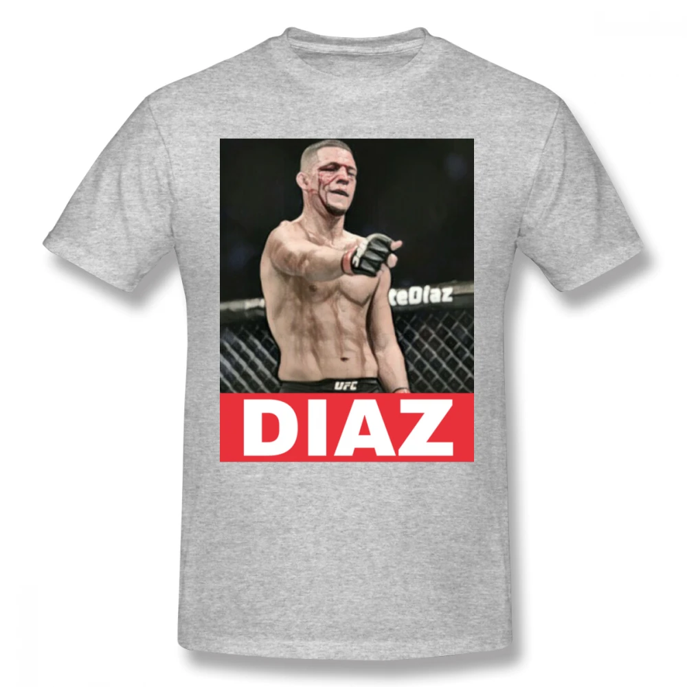 Серый Awesome UFC MMA Fighter Nate Diaz футболка мужская с круглым вырезом и графическим принтом Camiseta футболка большого размера - Цвет: Серый