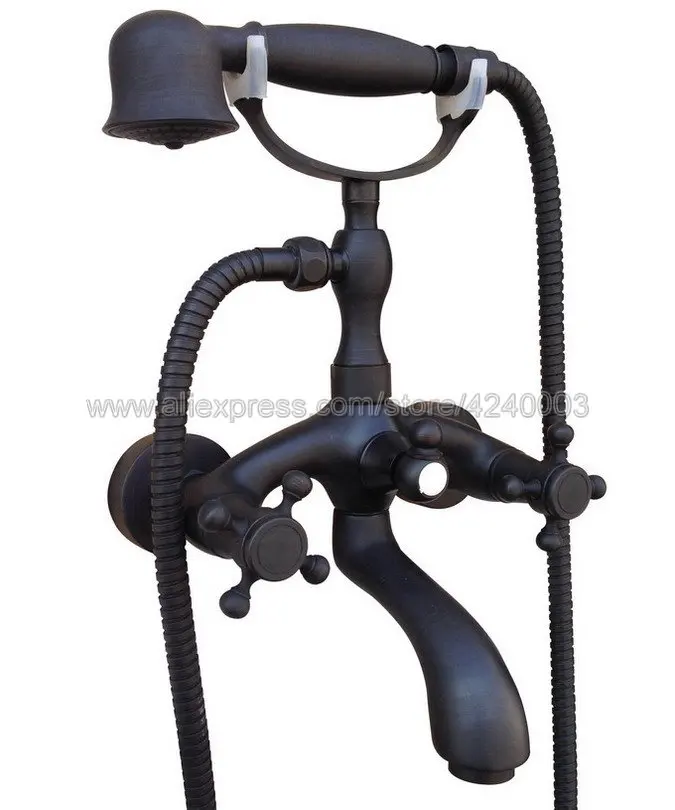 

Бронзовая Ванная комната с маслом, смесители для ванной комнаты с двойным держателем и настенным креплением для телефона Ktf561