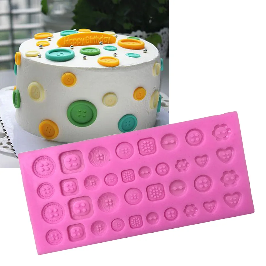 Большие пуговицы в форме 3D силиконовая форма для помадки торта. Для украшения