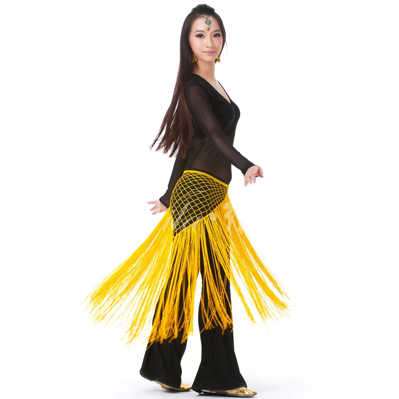 Фото Женский набедренный платок для танца живота откровенный длинный пояс с бахромой