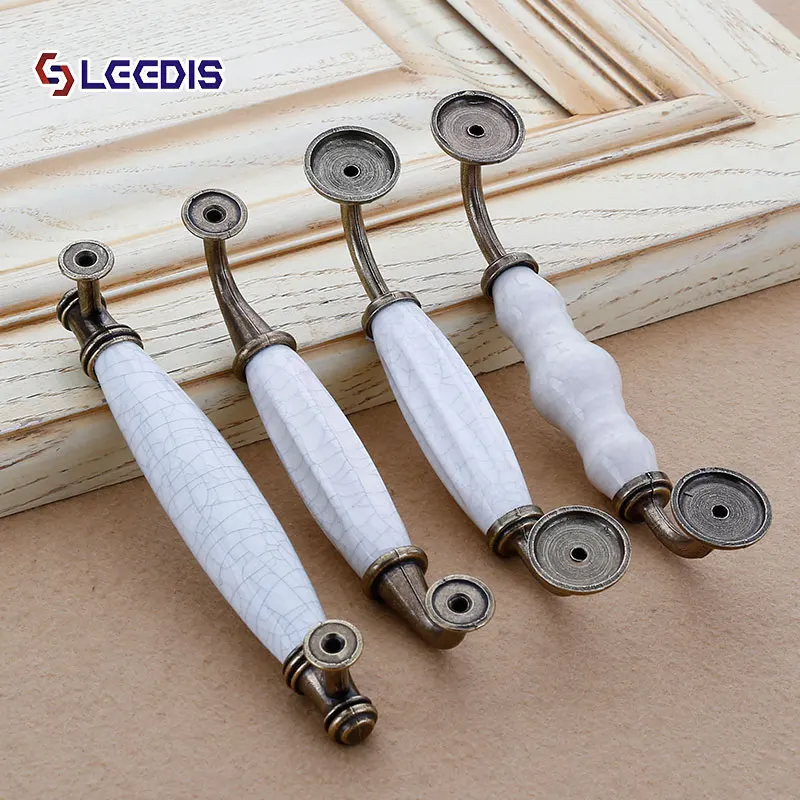 LEEDIS европейский дизайн трещин керамический шкаф дверная ручка цинковый сплав