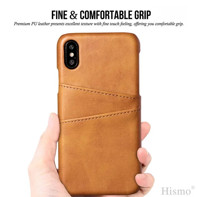 Light Brown Модный ультра тонкий чехол для телефона из искусственной кожи для iPhone X 10 8 Plus Жесткий ПК слот для карт чехол для iPhone X 6 6 S 7 Plus - Цвет: Light Brown