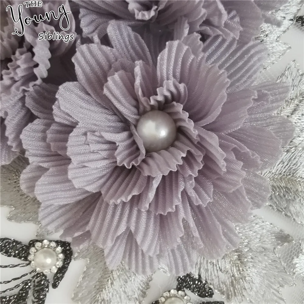 Новое поступление вышивка 3D цветок ABS жемчуг кружевной воротник блестки DIY Стразы