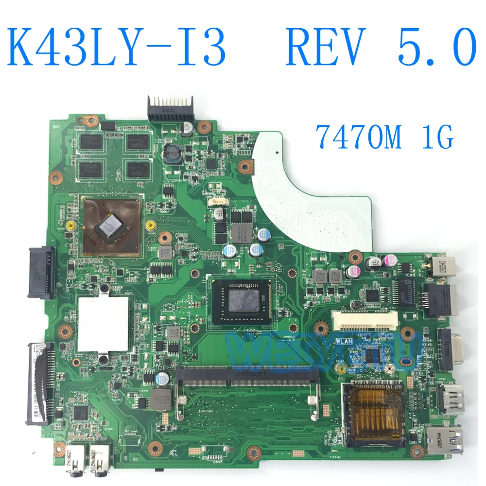 Материнская плата K43LY с I3 CPU 7470M 1G REV 5 0 для ASUS K84HR X84HR X44H материнская ноутбука 60 NB2MB1300