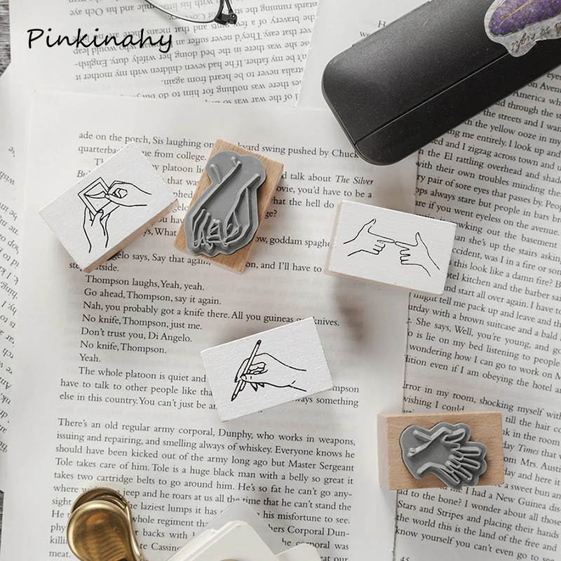 Креативный милый деревянный штамп жест Сделай Сам деревянные резиновые штампы