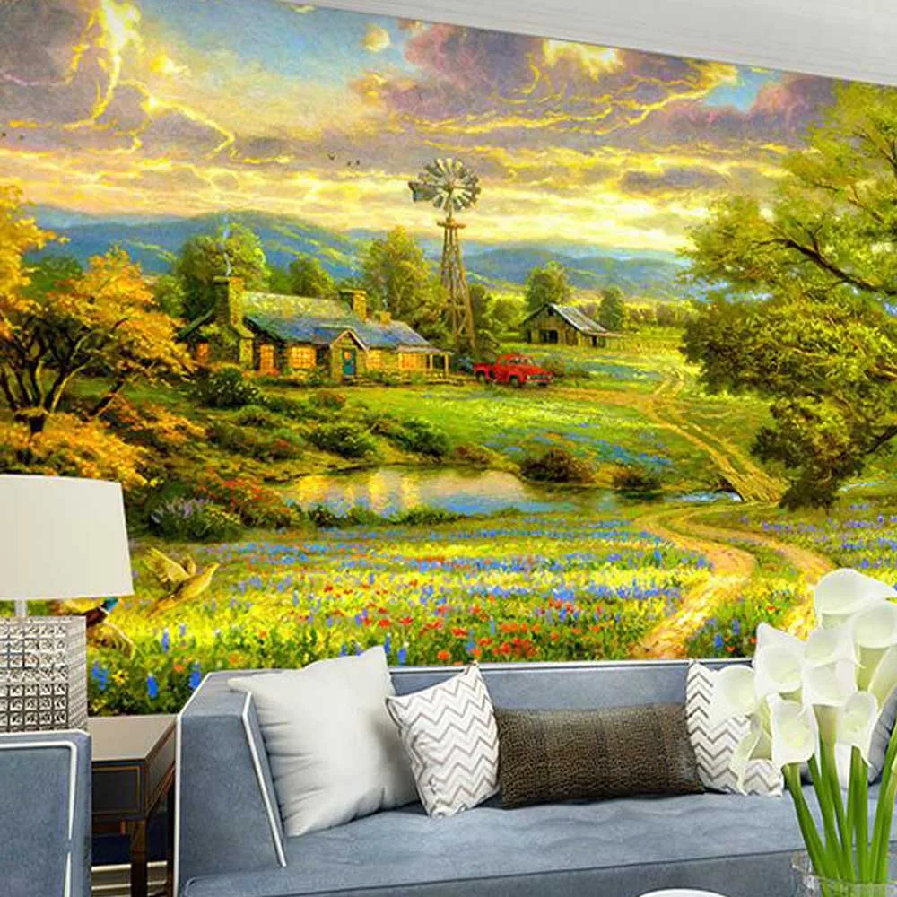 American Style Photo Mural Embossed 3D Landscape Wall Covering Murals for Living Room Wallpaper walls 3 d Roll | Обустройство дома