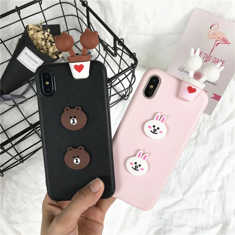 3D милый мобильный телефон с мультяшками чехол для IPhone 7X6 XS 6S 8 XR MAX Новый Мягкий