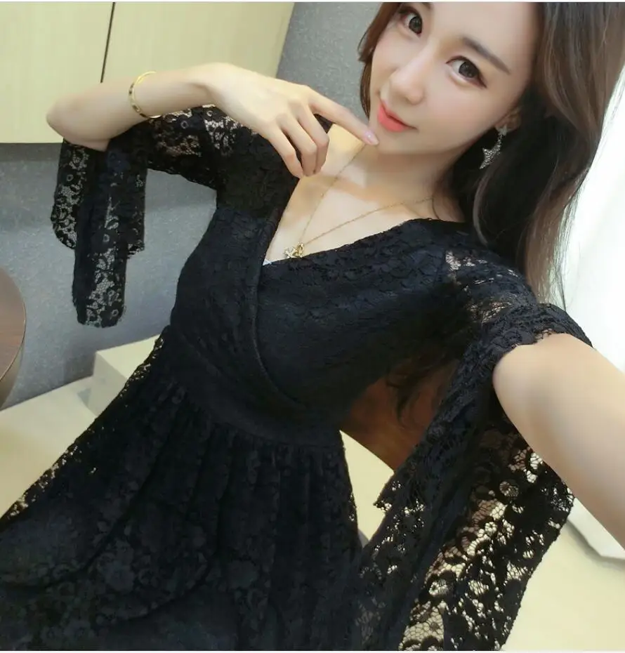 Vestidos Бесплатная доставка Новое корейское высокое качество V Воротник с