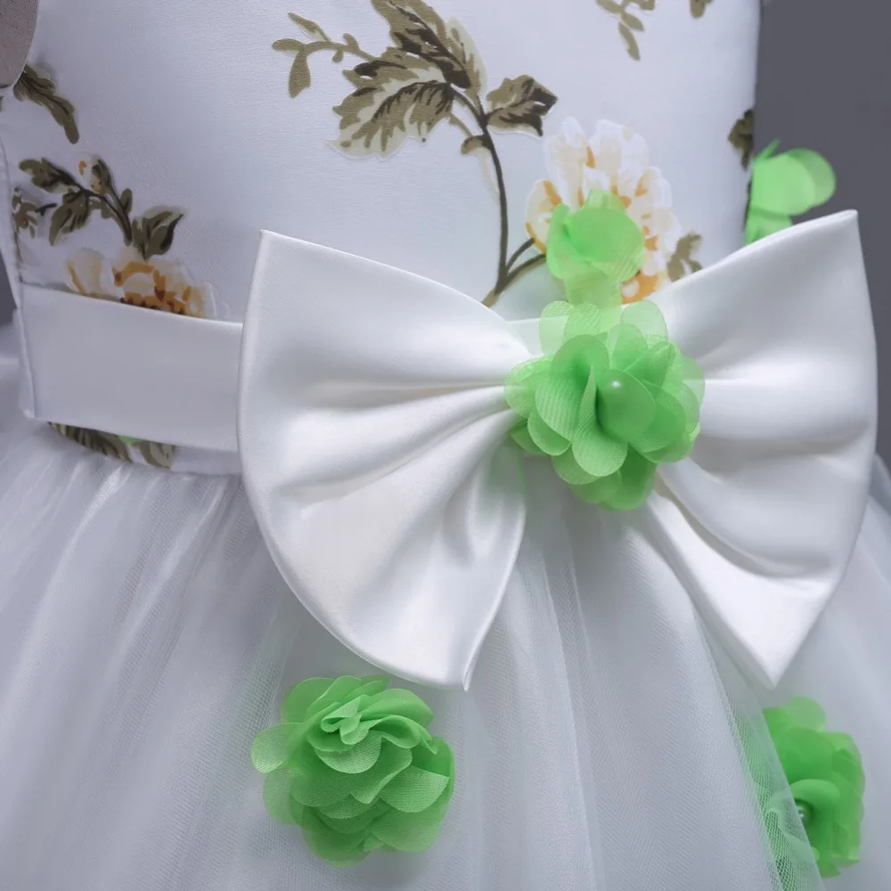 Princess Flower Girls Dresses Big Bow Sweet Appliques Kids Ball Gown Wedding Birthday Children Vestidos | Детская одежда и обувь