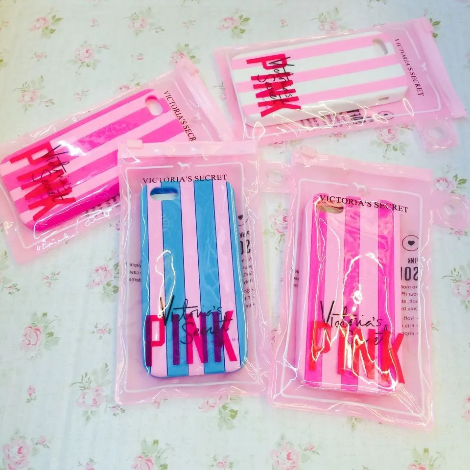 1pc free shipping Victoria/'s Secret PINK Luxe Soft Rubber Stripe Case Covers For Apple iPhone 5 5G 5S 4 4G 4S |