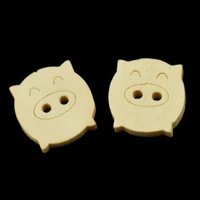 100pcs cute pig wooden decorative button natural color crafts accessories for costura scrapbooking wood craft big pig buttons