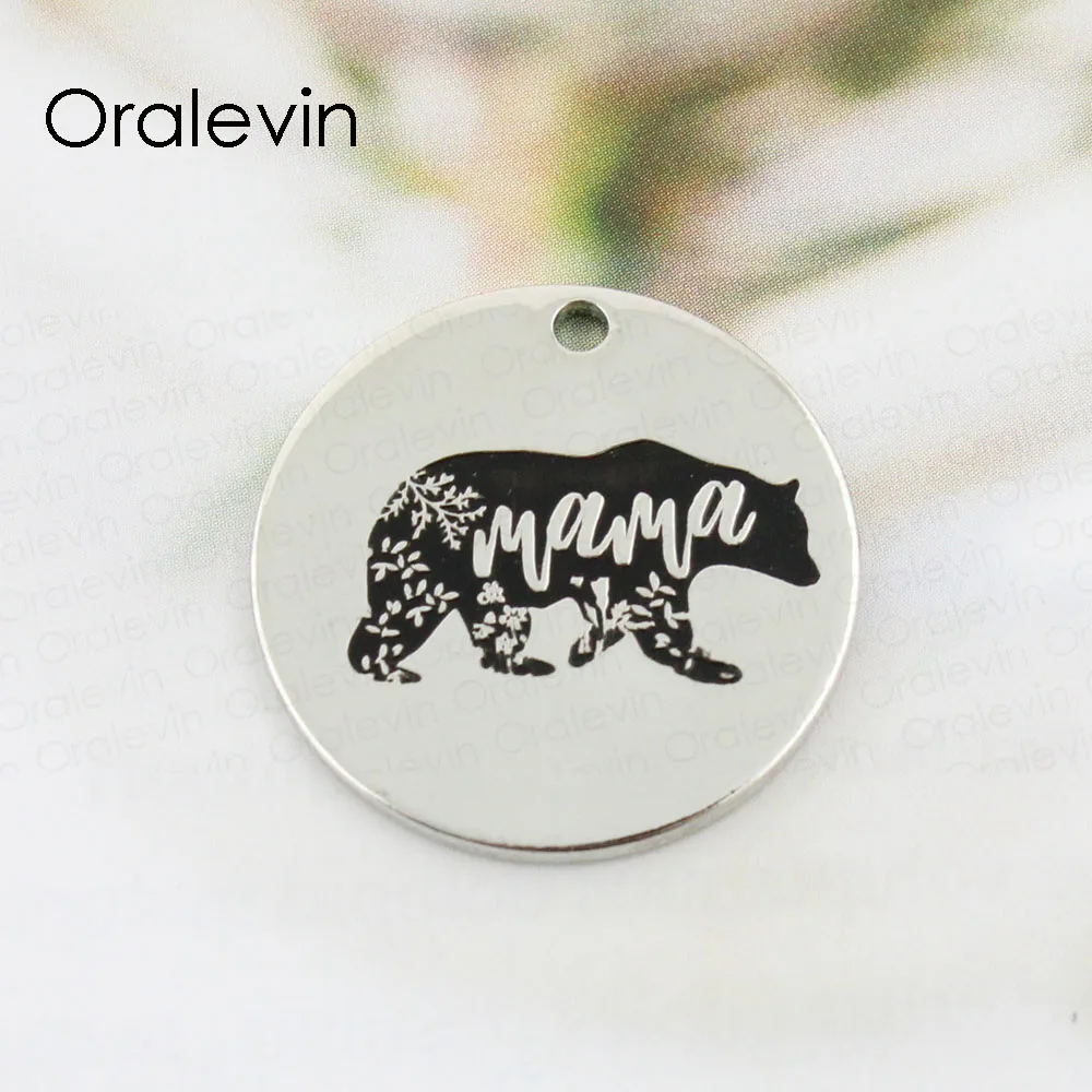 Ожерелье Mama bear, семейная вдохновляющая ручная штампованная гравировка, ожерелье, Очаровательная круглая подвеска, цепочка, ожерелье, ювелирное изделие, подарок матери