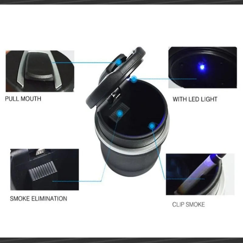 car Ash Tray Ashtray Storage Cup With LED FOR qashqai ford focus 2 citroen c4 mercedes cla mazda 3 hyundai tucson Accessories | Автомобили