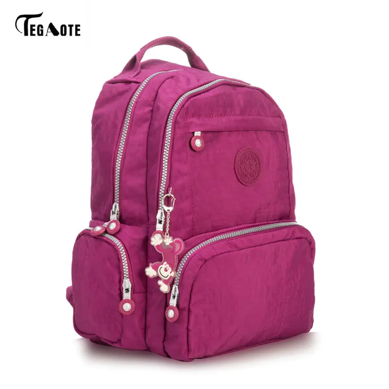 Purple red TEGAOTE цена нейлоновый водонепроницаемый рюкзак Сверхлегкий дорожная сумка для мужчин и женщин рюкзак 15 цветов детские школьные рюкзаки - Цвет: Purple red