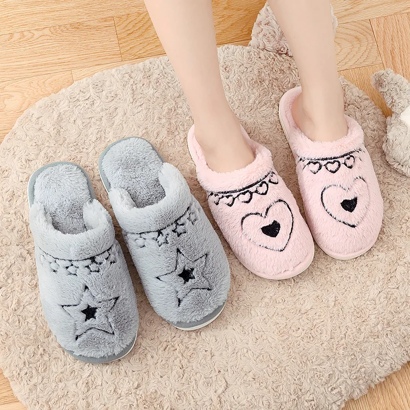 Cotton slippers anti-skid thick sole warm lovely rabbit-like plush cotton shoes indoors winter women men Plush Home Floor Shoes