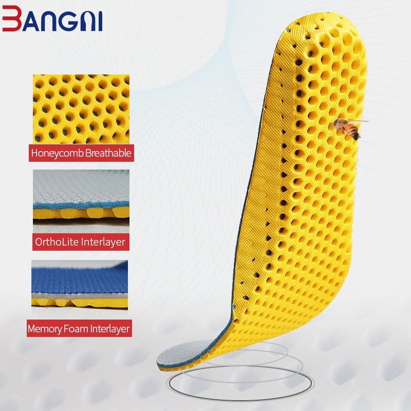 3ANGNI 3 Pair Insoles Sole Orthopedic Memory Foam Sport Arch Support Soft Pad Insert Woman Men For Feet Running Sneaker Shoes
