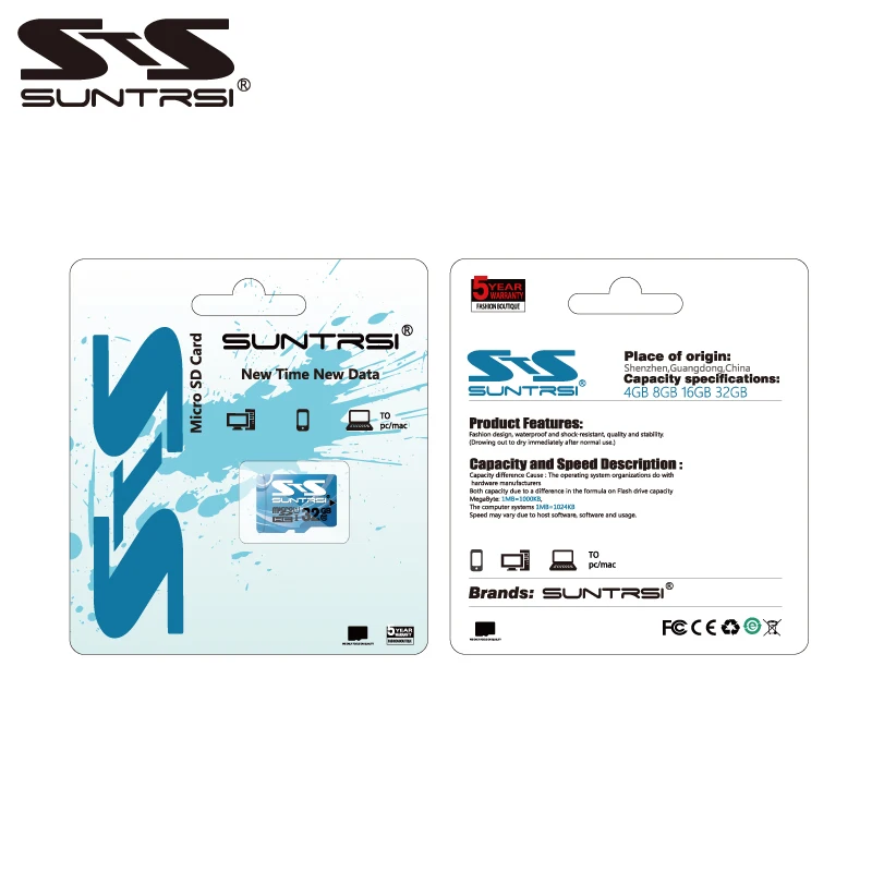 Suntrsi Microsd sd карта 128 ГБ 64 памяти высокая скорость класс 10 Мини TF 32 16 Хранение Micro SD