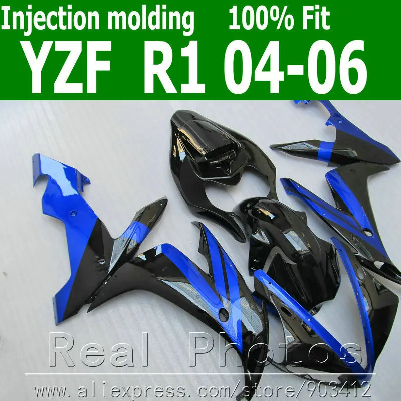 Комплект обтекателей под давлением для YAMAHA R1 обтекатель 2004 2005 2006 синий черный