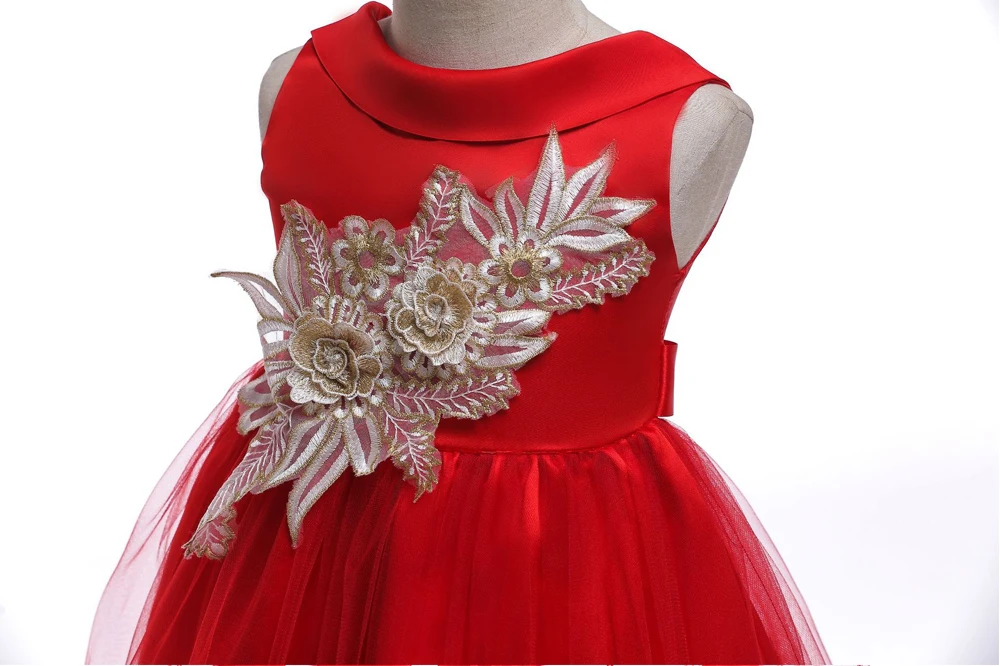 2020 Embroidery Summer Clothes Flower Princess Kids Dresses For Girls Dress Elegant Wedding Children Clothing 6 5 10 Years | Детская
