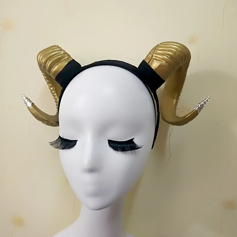 silver-gold Gothicpunk Ram овчина Рог оголовье стимпанк Коза ободок с рогом рога головной убор Готический Ram Рога головная повязка, аксессуары для волос - Цвет: silver-gold