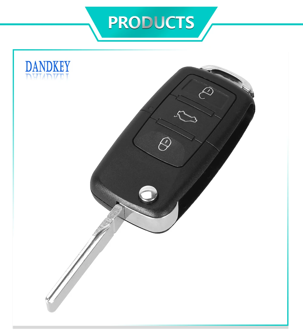 Dandkey 3/4 Кнопка флип ключ автомобильный чехол для ключей для Volkswagen Golf 4 5 6 Passat B5 B6 Polo камера Bora touran с/без лезвия с логотипом