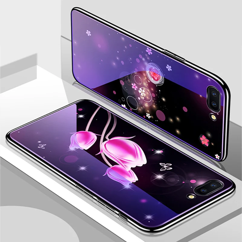 Для OPPO R11 чехол из синего закаленного стекла задняя крышка для R 11/R11t t чехлы