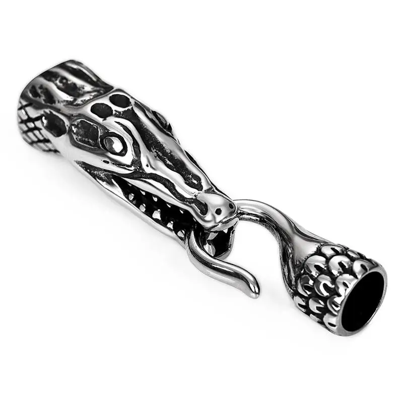 Viking бусины из нержавеющей стали змеиная голова застежка крючок разъемы кожаный шнур браслет DIY Ювелирные изделия Аксессуары