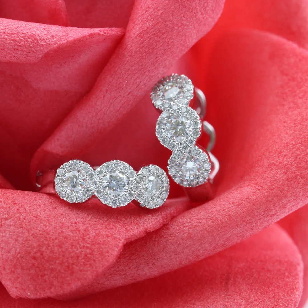 LASAMERO 0.12CT круглая огранка натуральный бриллиант Кластерные серьги 18 К золото Бриллиант Halo Серьги гвоздики прекрасные ювелирные изделия, серьги-гвоздики