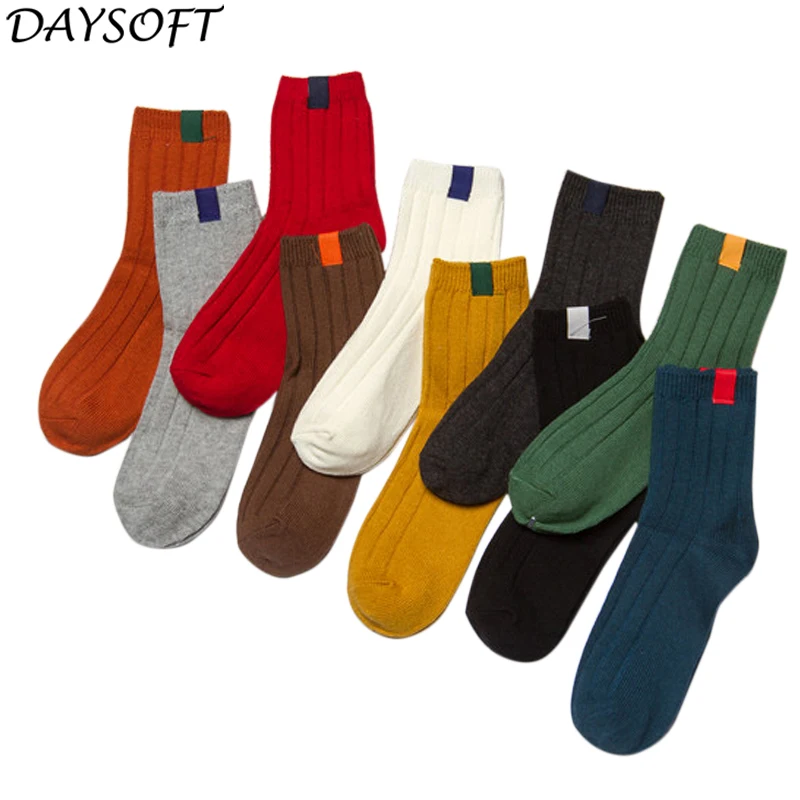 DAYSOFT теплые вязаные носки на весну и зиму Для женщин Дамы Harajuku ретро японский
