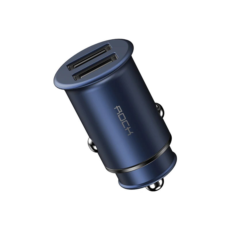 ROCK Mini Dual USB Автомобильное зарядное устройство 5 В 4.8A металлическое автомобильное зарядное устройство Быстрая зарядка Авто Зарядка 2 порта 24 Вт для iPhone X 8 7 6 samsung Xiaomi - Тип штекера: Blue Charger
