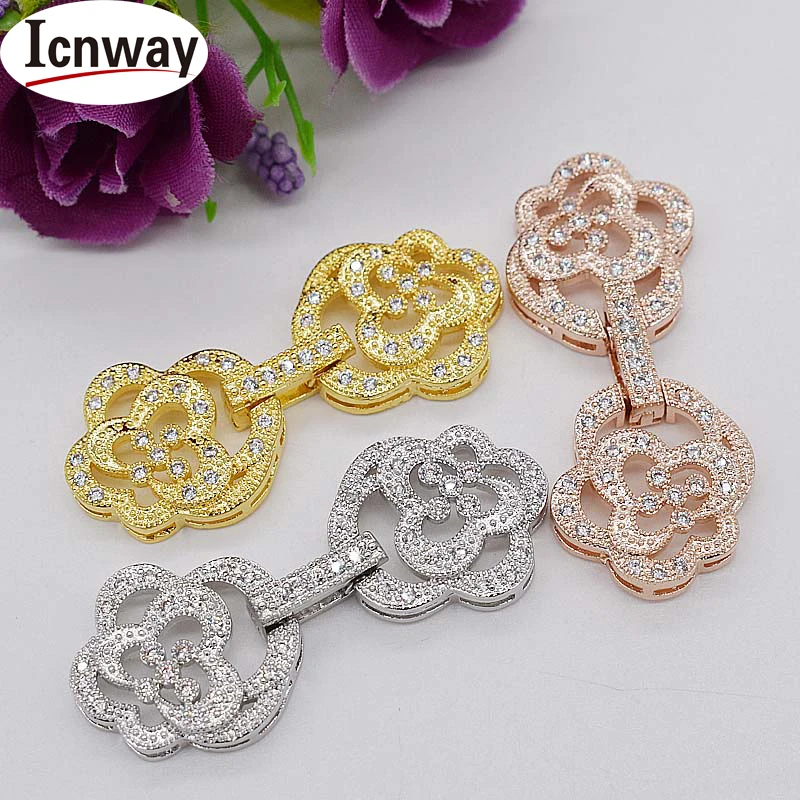 

2pcs Rhinestone inlay Gold&silver Plated Clasps 1.5*3.3cm For DIY bracelet necklace Free shipping wholesale