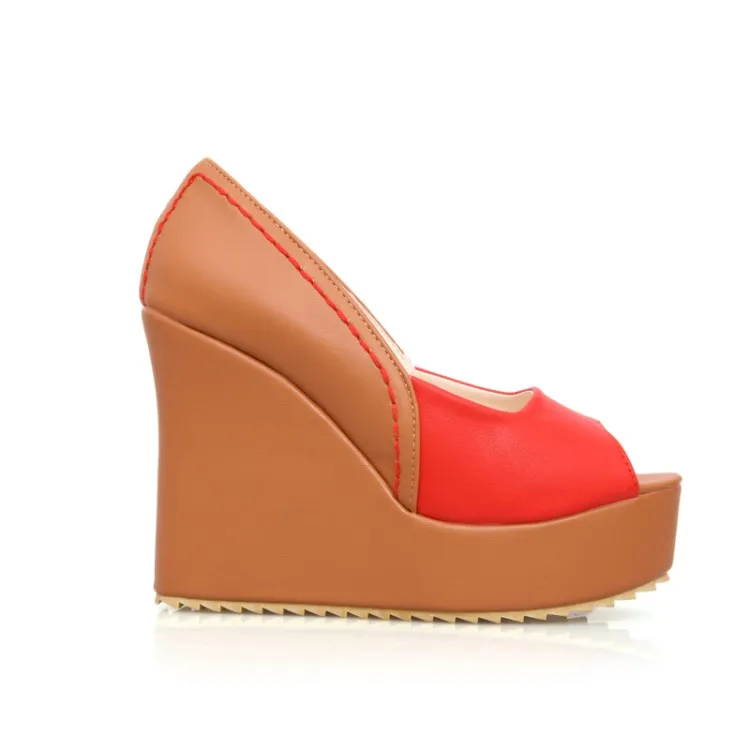 Женская обувь туфли лодочки на очень высокой танкетке с открытым носком без