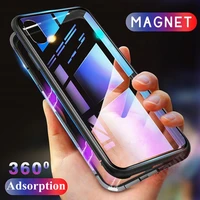 360 full magnetic adsorption shockproof case for iphone 13 12 11 pro xs max 8 7 6 plus se 2020 tempered glass back magnet case
