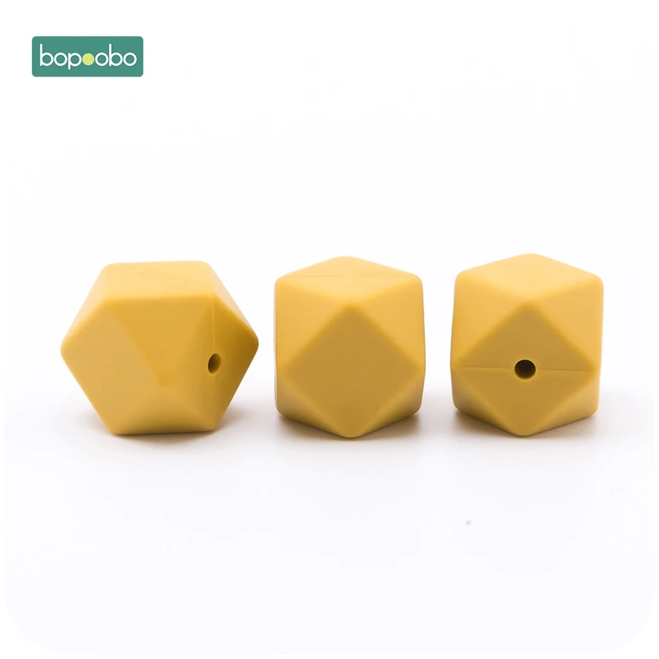 Mustard Bopoobo 17 мм силиконовые бусины для кормления аксессуары 10 шт. красочные силиконовые шестигранные бусины Монтессори игрушки Детские принадлежности для кормления - Цвет: Mustard