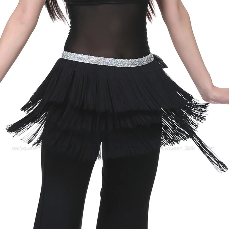 Women Belly Dance Tassel Hip Scarf 3 Layers Belt Tribal Latin Profesional Female Clothes Dancewear 12 Colors | Тематическая одежда