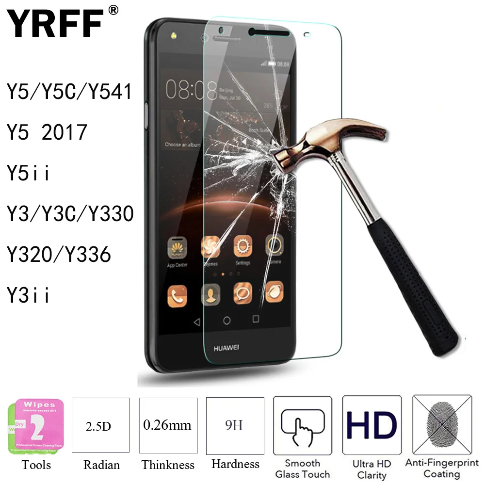 2 шт. 2.5D 0 26 мм закаленное стекло Защитная пленка для экрана Huawei Y5 Y5C Y541 2017 ii Y3 Y3C Y330