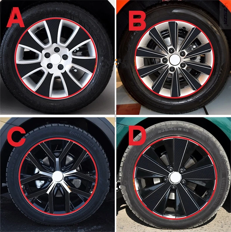 

Rims/ Wheels Decorated Carbon Fibre Stickers With Red Decorative Circle For Volkwagen Beetle Z2CA406