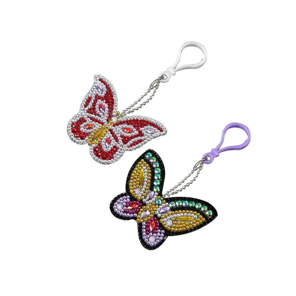 2Pcs Butterfly 5 шт. DIY полная дрель алмазная живопись специальная форма бабочка животное алмазная живопись женская сумка брелок ювелирные изделия ручной работы подарки - Цвет: 2Pcs Butterfly